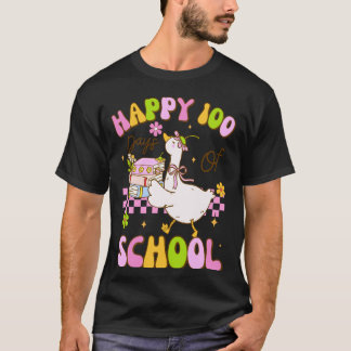 Camiseta 100 Días de Colegio Ganso Pato Divertido para Niña