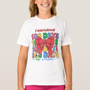 Camiseta 100 Días De Colegio Lápiz Rojo Lazo Coquette Profe