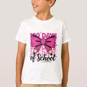 Camiseta 100 Días De Colegio Niñas Profesora Coqueta Lazo N