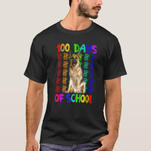 Camiseta 100 Días De Colegio Pastor Alemán Con Gafas