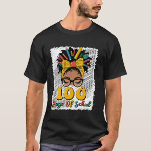 Camiseta 100 Días De Colegio Profesores Afro Moño Desordena