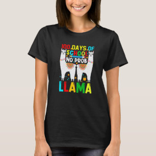 Camiseta 100 Días De Colegio Sin Prob-llama Llama Profesor 