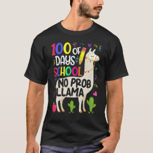 Camiseta 100 Días De Colegio Sin Prob-llama Llama Profesor 