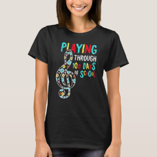 Camiseta 100 Días De Colegio Tocando Música Profesor Genial