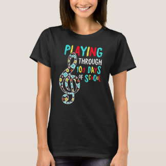Camiseta 100 Días De Colegio Tocando Música Profesor Genial