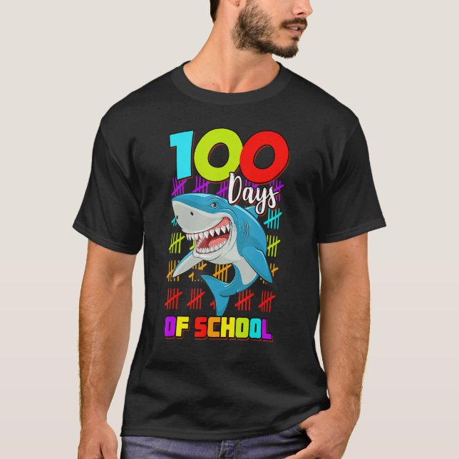 Camiseta 100 Días De Colegios De Niños Tiburones Chicas 100 (Anverso)