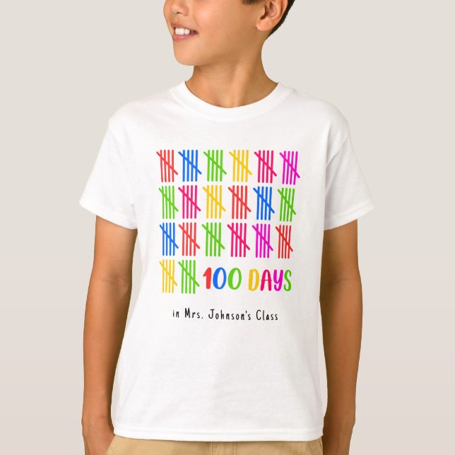Camiseta 100 días de colorida manifestación escolar (Anverso)