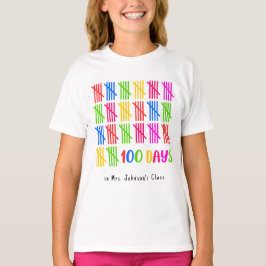 Camiseta 100 días de colorida manifestación escolar