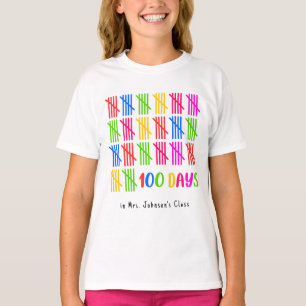 Camiseta 100 días de colorida manifestación escolar