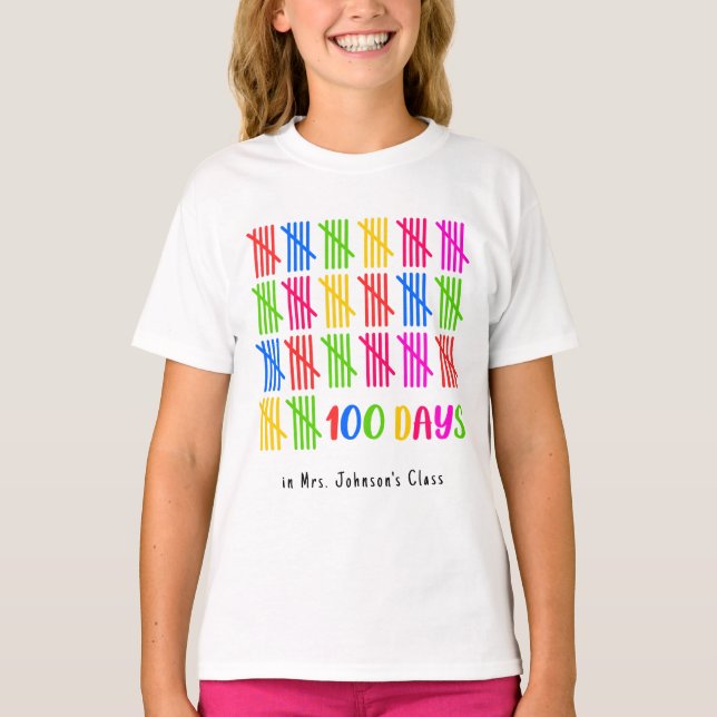 Camiseta 100 días de colorida manifestación escolar (Anverso)