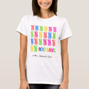 Camiseta 100 días de colorida manifestación escolar