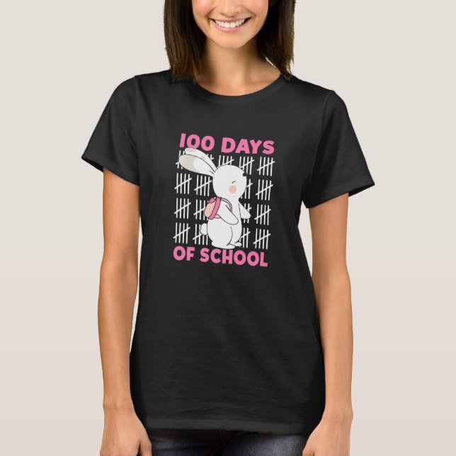 Camiseta 100 Días De Conejo Escolar Con Mochila (Anverso)