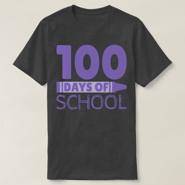 Camiseta 100 días de crayón morado escolar (Diseño del anverso)
