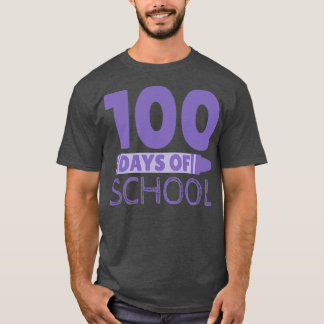 Camiseta 100 días de crayón morado escolar