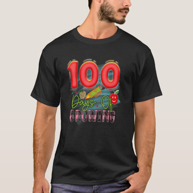 Camiseta 100 Días De Creciente Divertido Profesor Estudiant (Anverso)