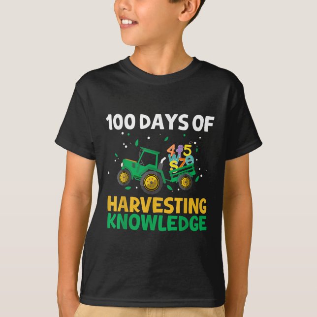 Camiseta 100 días de cultivo de tractores escolares (Anverso)