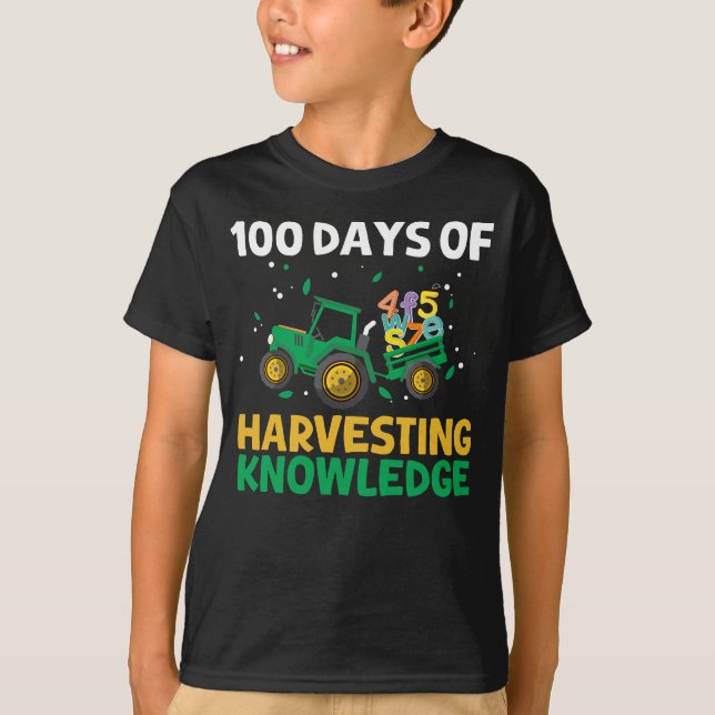 Camiseta 100 días de cultivo de tractores escolares 100 día (Anverso)