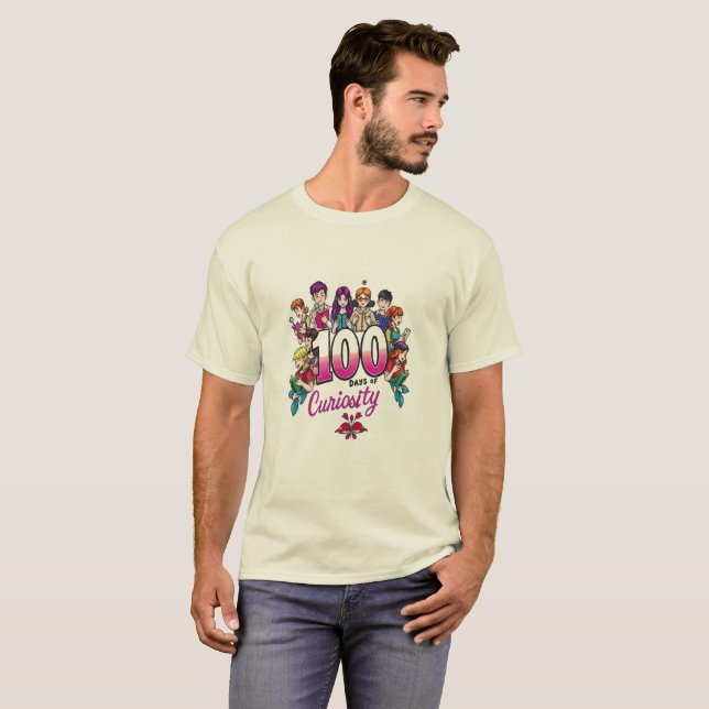 Camiseta 100 días de curiosidad: explorar, aprender, (Anverso completo)