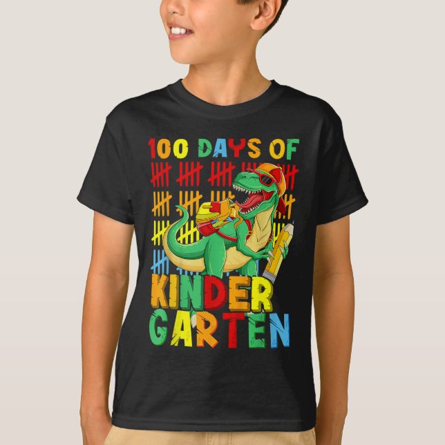 Camiseta 100 Días De Dinosaurio De Jardín Infantil 100 Días (Anverso)