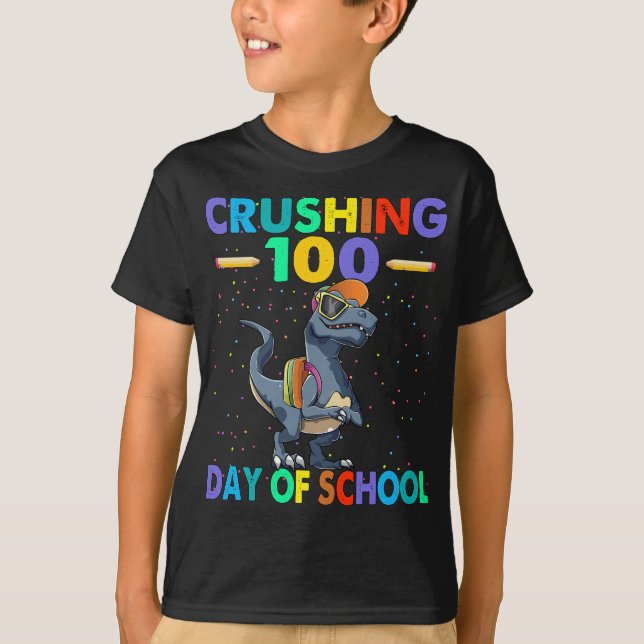 Camiseta 100 días de dinosaurio escolar (Anverso)