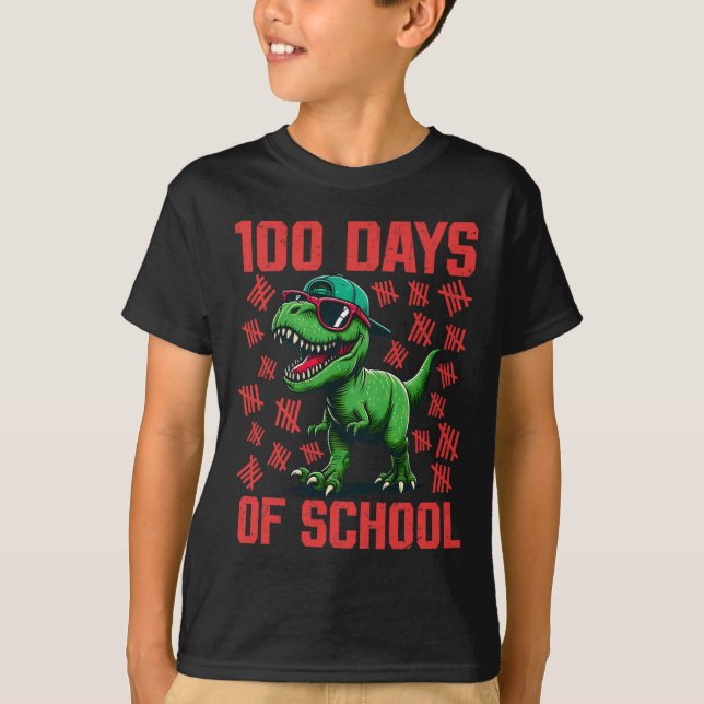 Camiseta 100 Días De Dinosaurio Escolar 100 Días De Escuela (Anverso)