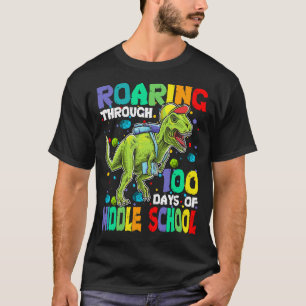 Camiseta 100 días de dinosaurio escolar medio
