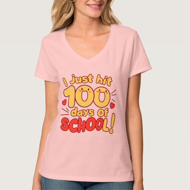 Camiseta 100 días de diseño de estilo Kawaii (Anverso)