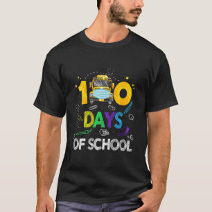 Camiseta 100 Días De Divertido Autobús Escolar Cara Máscara