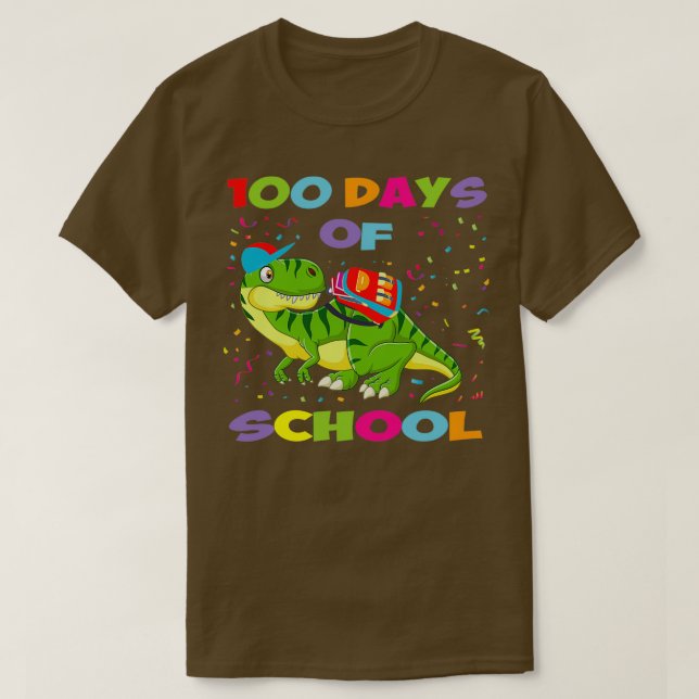 Camiseta 100 días de divertidos dinosaurios escolares (Diseño del anverso)