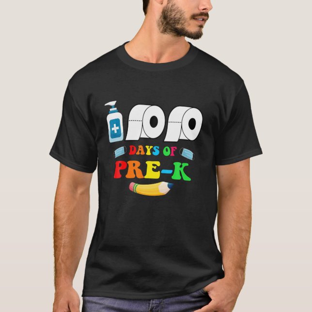 Camiseta 100 Días De Enmascaramiento Escolar Preescolar Car (Anverso)