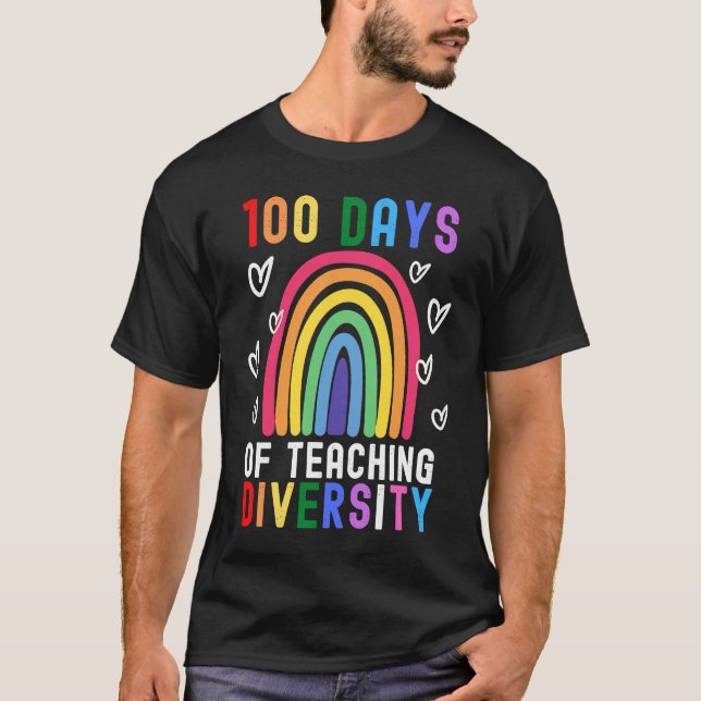 Camiseta 100 Días De Enseñanza De La Diversidad  Profesor A (Anverso)