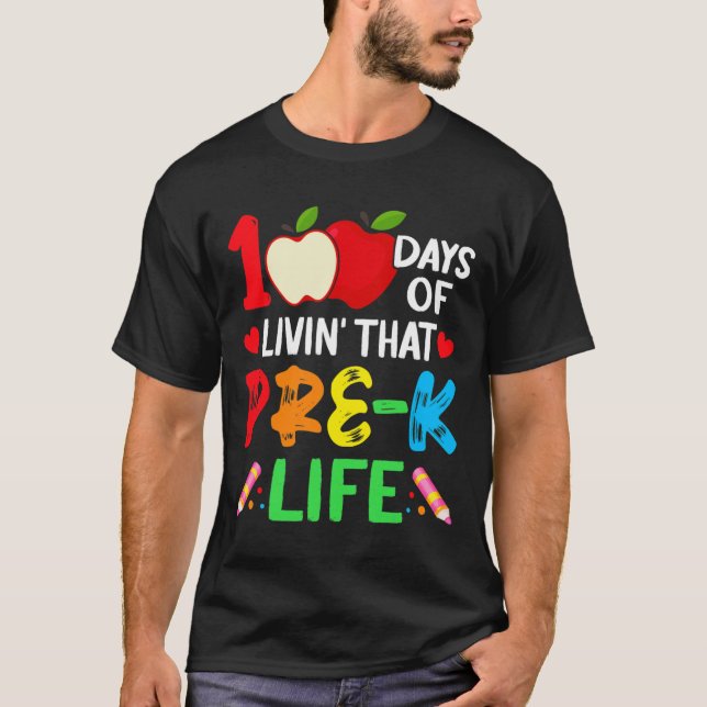Camiseta 100 Días De Enseñanza Secundaria Preescolar (Anverso)