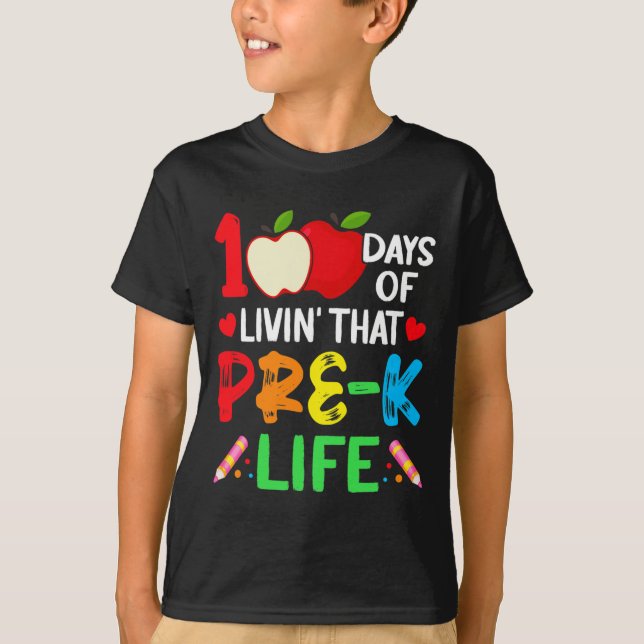 Camiseta 100 Días De Enseñanza Secundaria Preescolar (Anverso)