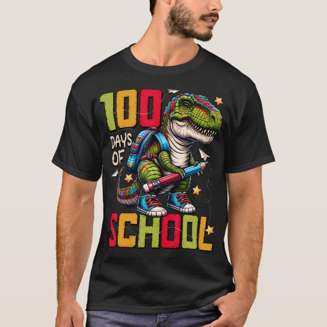 Camiseta 100 Días De Enseñanza Trex 100 Días Más Inteligent (Anverso)