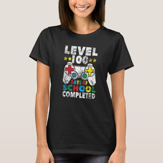 Camiseta 100 días de escolaridad completados Gamer Boy Leve (Anverso)