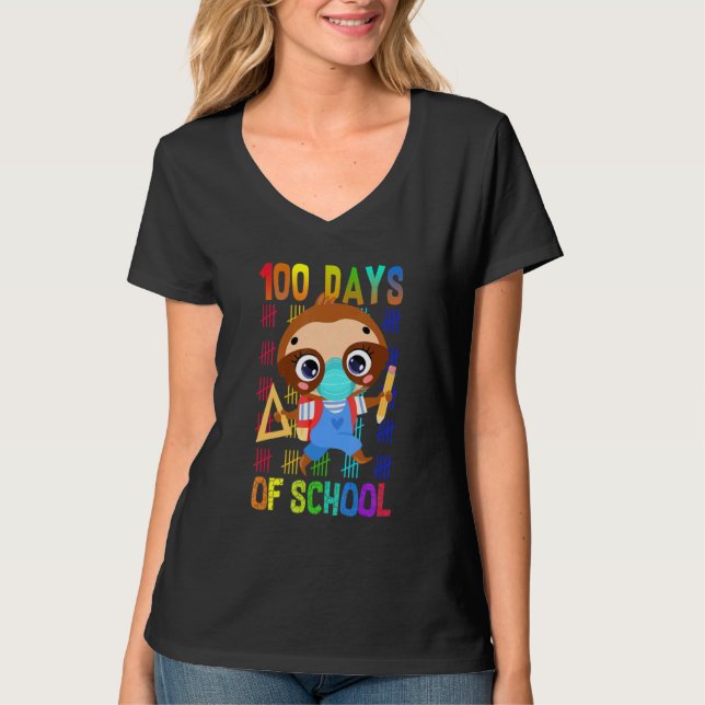 Camiseta 100 Días De Escolaridad Con Máscara De Niños Más I (Anverso)