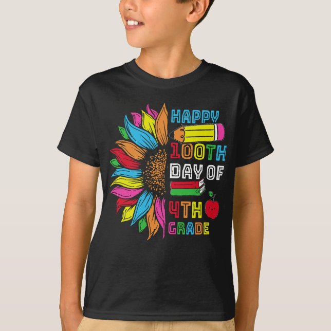 Camiseta 100 días de escolaridad, grado 4 (Anverso)