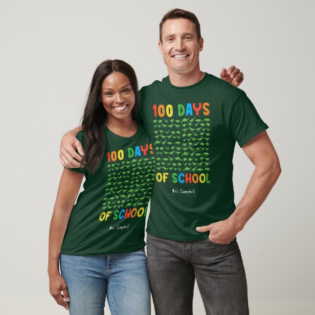 Camiseta 100 días de escuela 100 profesores de dinosaurios  (Unisexo)