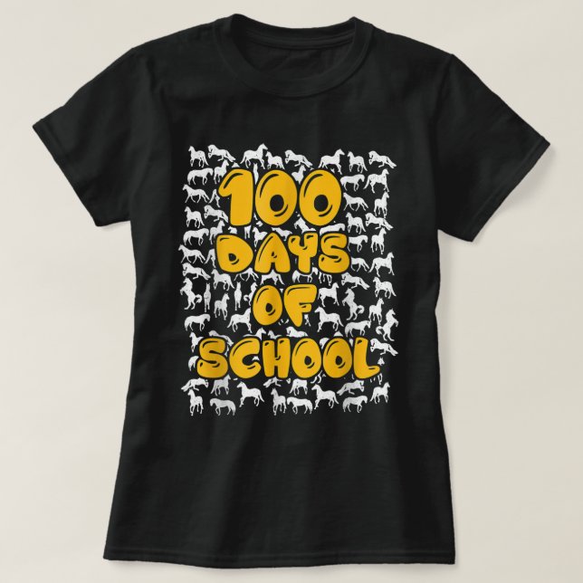 Camiseta 100 días de escuela caballo mustang mascota T-Shir (Diseño del anverso)