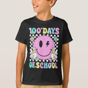 Camiseta 100 Días De Escuela Cara Sonriente Retro Maestra N
