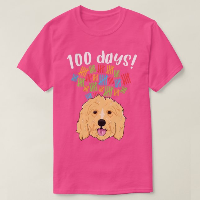 Camiseta 100 días de escuela Chica perro de vaina 1 (Diseño del anverso)