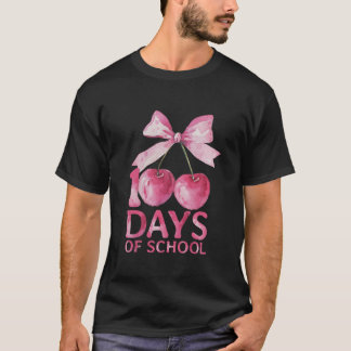 Camiseta 100 días de escuela Coquette Cute Cherry Bow 100