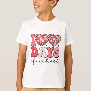 Camiseta 100 Días De Escuela Corazones De Disco Retro 100º