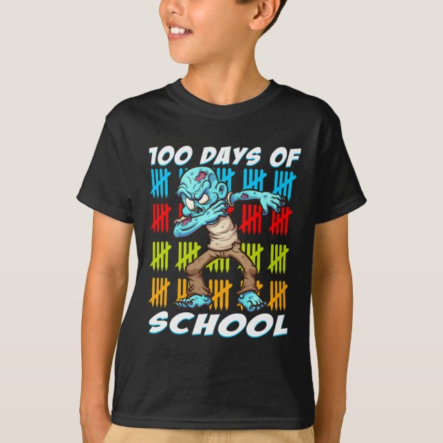 Camiseta 100 Días De Escuela Dabbing Zombie Divertido Anima (Anverso)