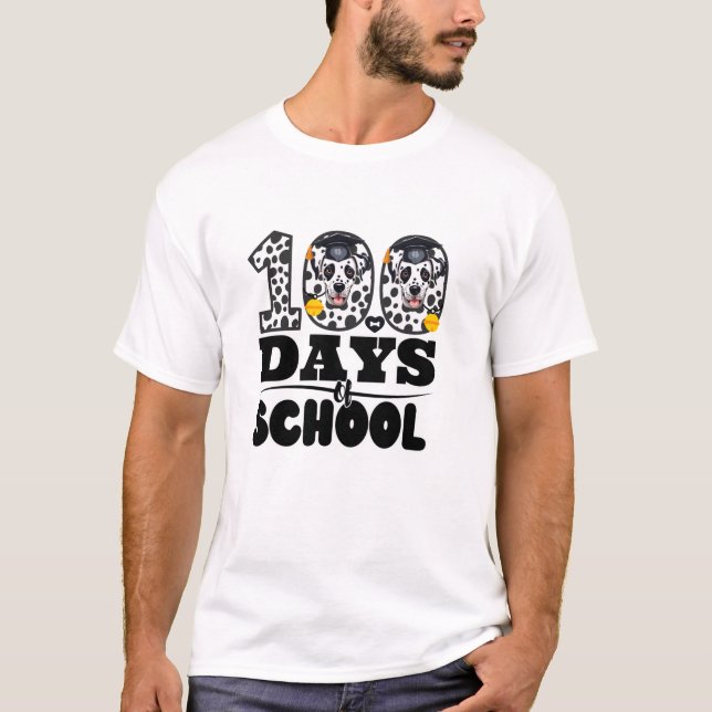 Camiseta 100 días de escuela Dalmacia Maestra de Perro 100  (Anverso)