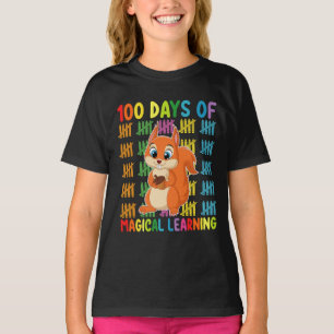 Camiseta 100 Días De Escuela De Ardilla De Aprendizaje Mági