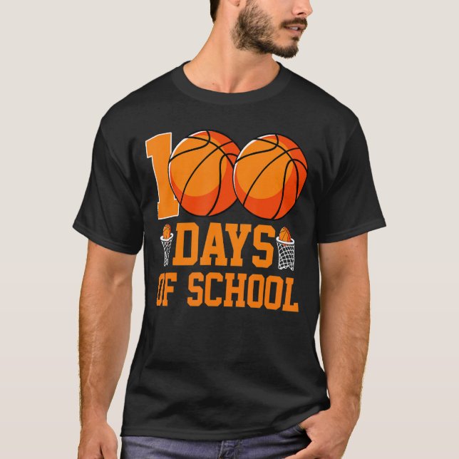 Camiseta 100 días de escuela de baloncesto 100 días (Anverso)