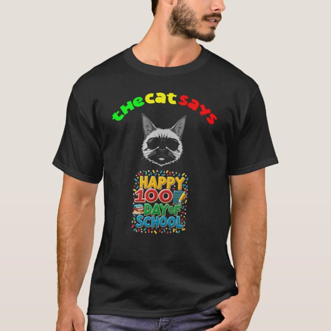 Camiseta 100 días de escuela de gato (Anverso)