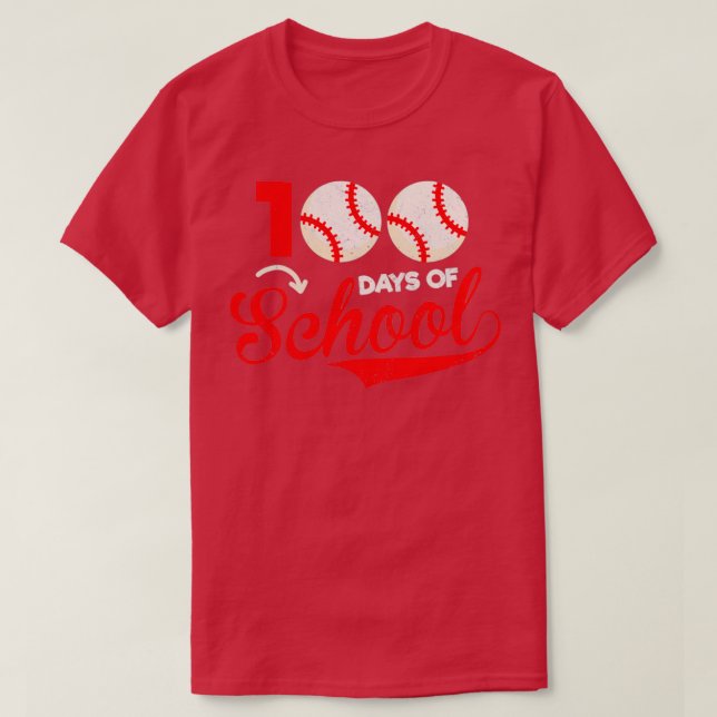 Camiseta 100 días de escuela de profesores de béisbol (Diseño del anverso)
