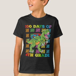 Camiseta 100 Días De Escuela De T Rex Dinosaurio De 4to Gra
